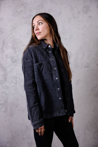 Long Sleeved Ravenna Double Pocket Stretch Terry Shirt Jacket