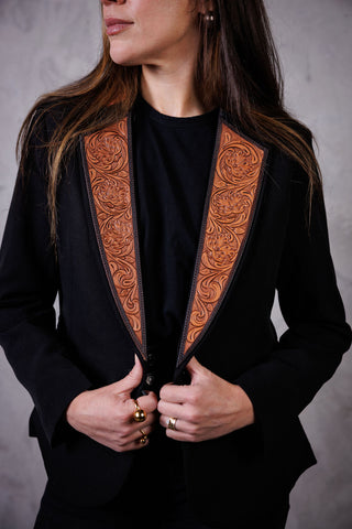 Western Leather Tooled Blazer