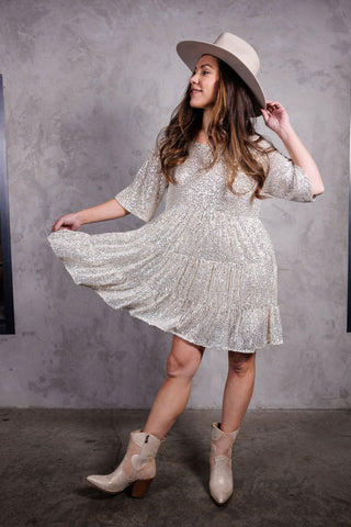 Sequin Tiered Babydoll Dress