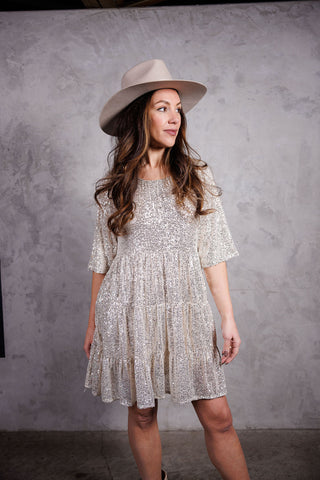 Sequin Tiered Babydoll Dress