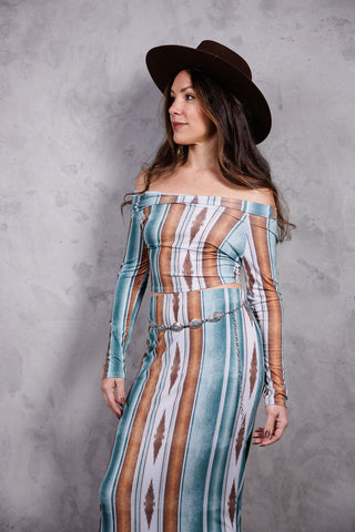 Cowgirl Boho Off the Shoulder Serape with Skirt