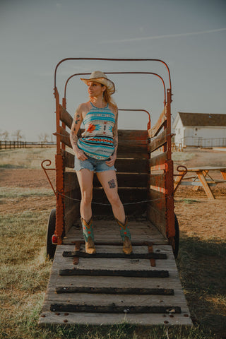 Western Aztec Printed Tank Top