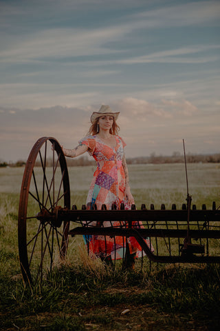 Quilt Printed Button Down Maxi Dress