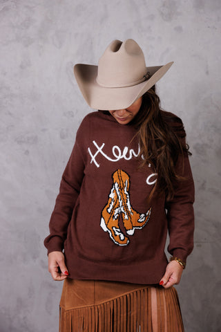 Howdy Boot Mock Neck Sweater