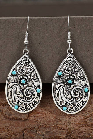 Metal Teardrop Turquoise Earrings