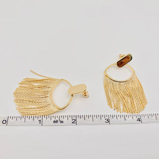 18K Gold-Plated Tassel Earrings with Eyelash Shape Design