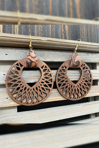 Hollow Out Wooden Earrings