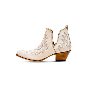 Yipple Western White Leather Ankle Boot