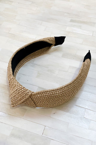Knotted Tan Woven Headband